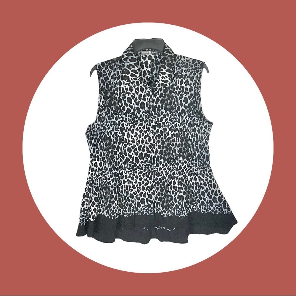 Signature Collection Gray Black Leopard Blouse 18